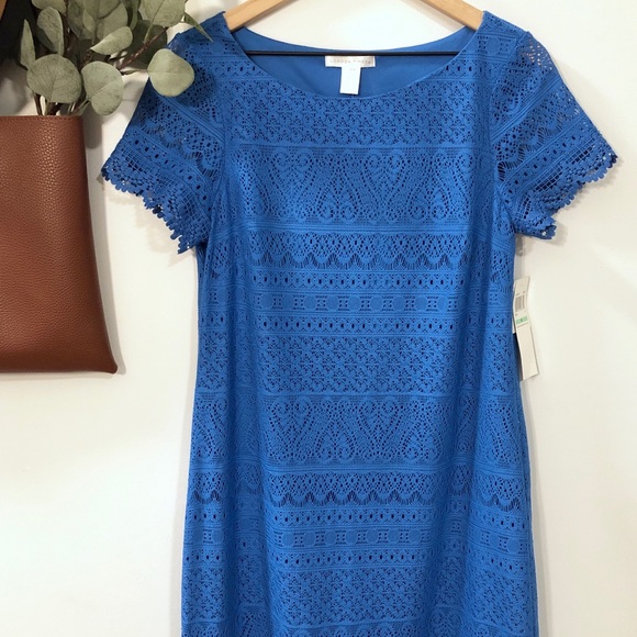 London Fog Dresses & Skirts - NWT London Fog Eyelet Dress blue  sz 8